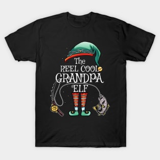 The Reel Cool Grandpa Elf Matching Family Fishing Christmas T-Shirt